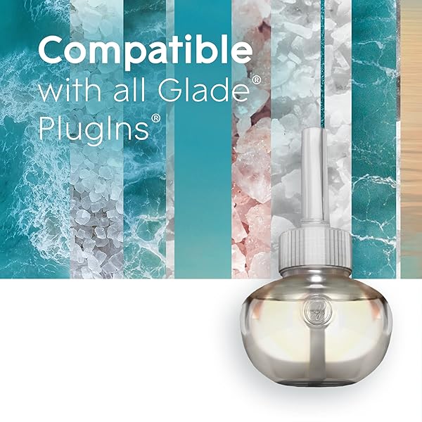 GLADE PLUGINS REFILLS AIR FRESHENER, SCENTED AND ESSENTIAL OILS FOR HOME AND BATHROOM, SKY & SEA SALT, 1.34 FL OZ, 2 COUNT
