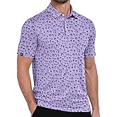 ZITY Mens Print Polo Shirts Short Sleeve Moisture Wicking Shirts for Men Golf Tennis Daily Casual Collared T-Shirt