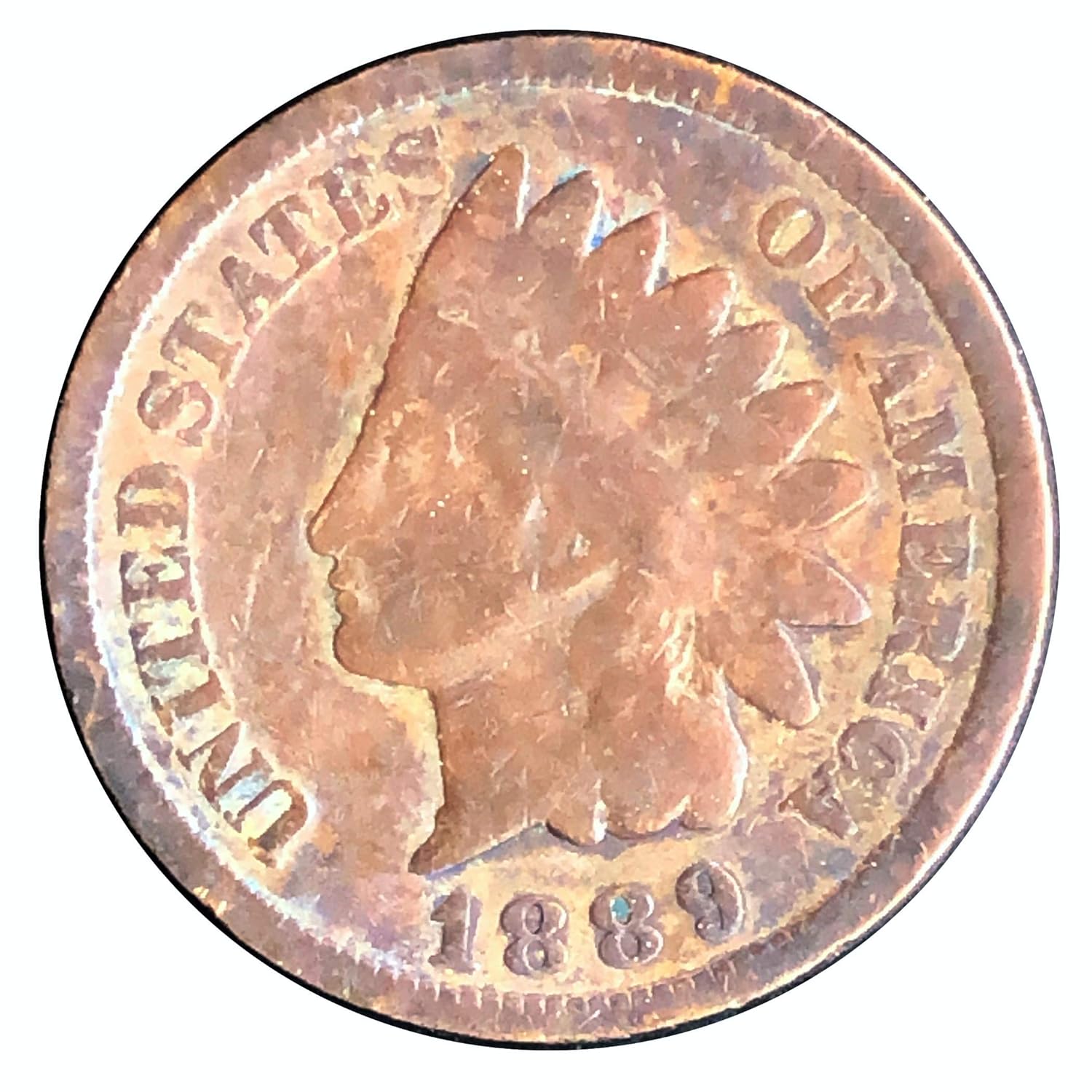 Amazon.com: 1889 Indian Head Cent Red-Brown Cent Fair Details US Mint ...