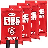 WUERLI Emergency Fire Blanket, Fire Blanket for Home and Kitchen,40" x 40", 4 Pack