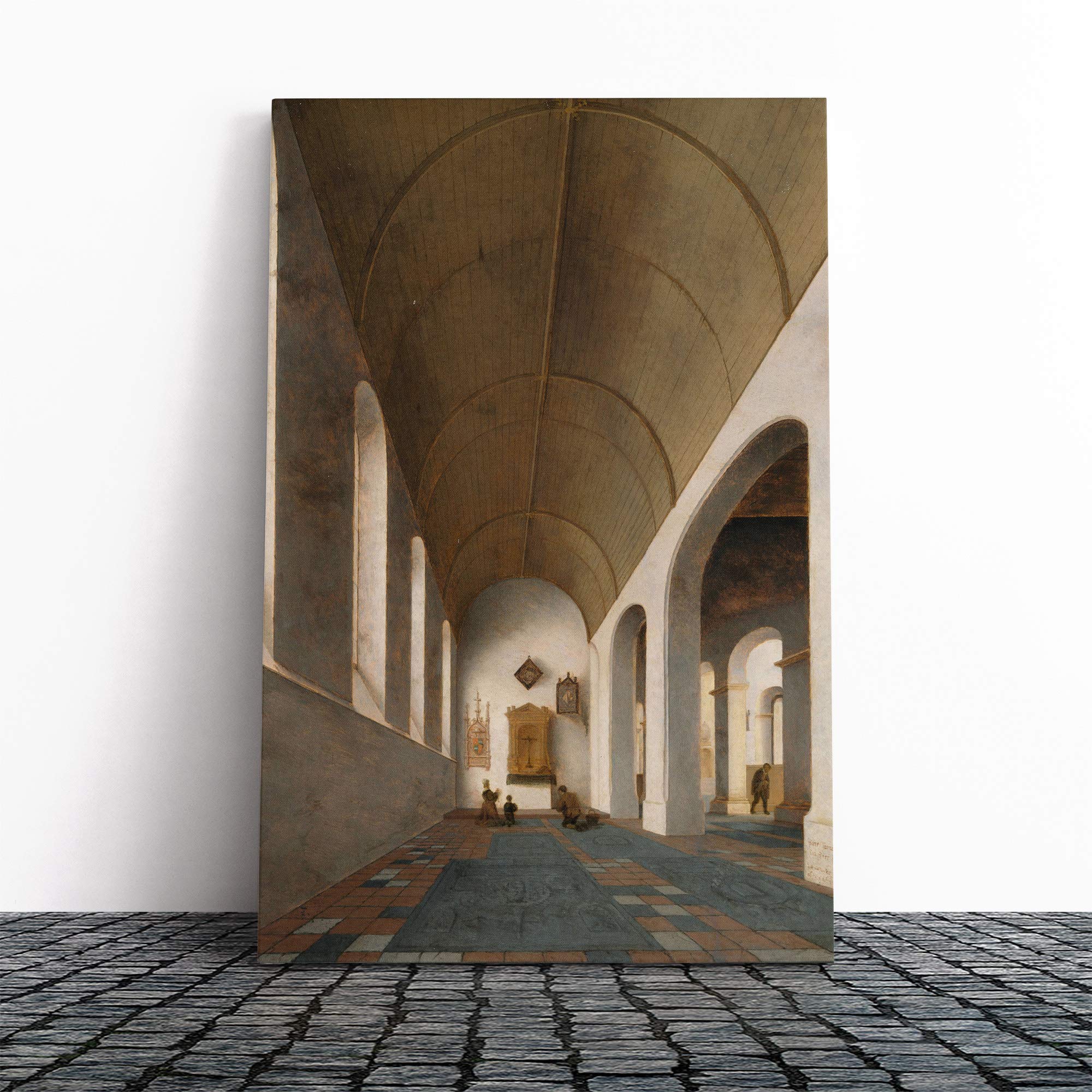 Pieter Jansz Saenredam Chapel Canvas Print | Gallery Wrapped 30mm Frame Wall Art | 20x14 inches | Ready to Hang | Modern Picture | Living Room Bedroom Lounge Office