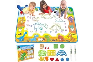 FREE TO FLY 2025 Trending 1-4 Year Old Toddlers Painting Toy Water Doodle Mat for Girls and Boys Dinosaur Coloring Pad for Kids Age 1 2 3 4 Magic Drawing Board Educational Christmas Birthday Gifts for Education