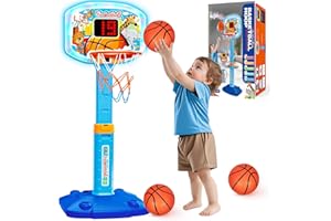 GMAOPHY Toddler Basketball Hoop Indoor for Age 1 2 3, Adjustable Kids Basketball Hoops with Light Sound, Mini Basketball Hoop with 3 Balls, Birthday Christmas Sport Toys Gift for Baby 12-18 Months