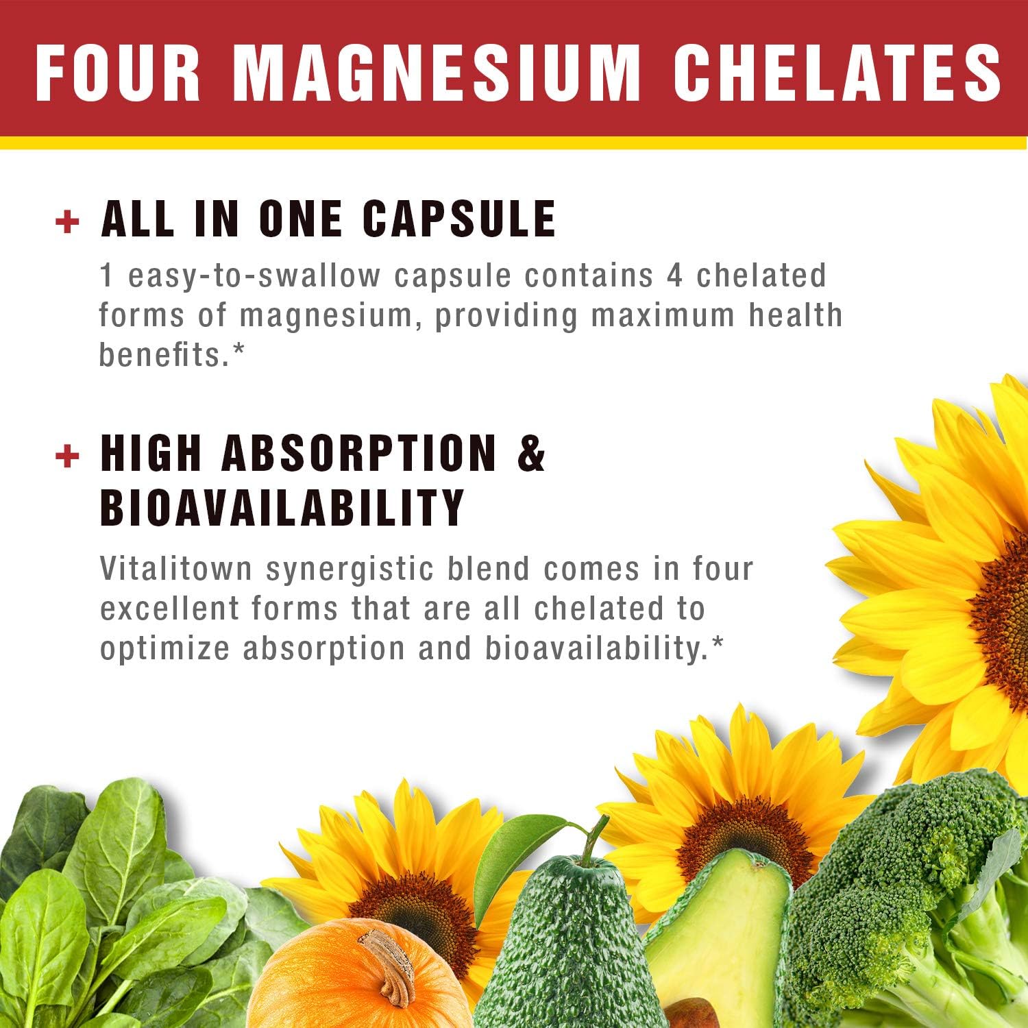Vitalitown Magnesium Complex, Magnesium Glycinate, Malate, Taurate & Citrate, Chelated Forms, High Absorption, Bone, Heart, Muscle, Immune, Brain, Heart, Energy, Sleep & Digestion, Non-GMO: Musical Instruments