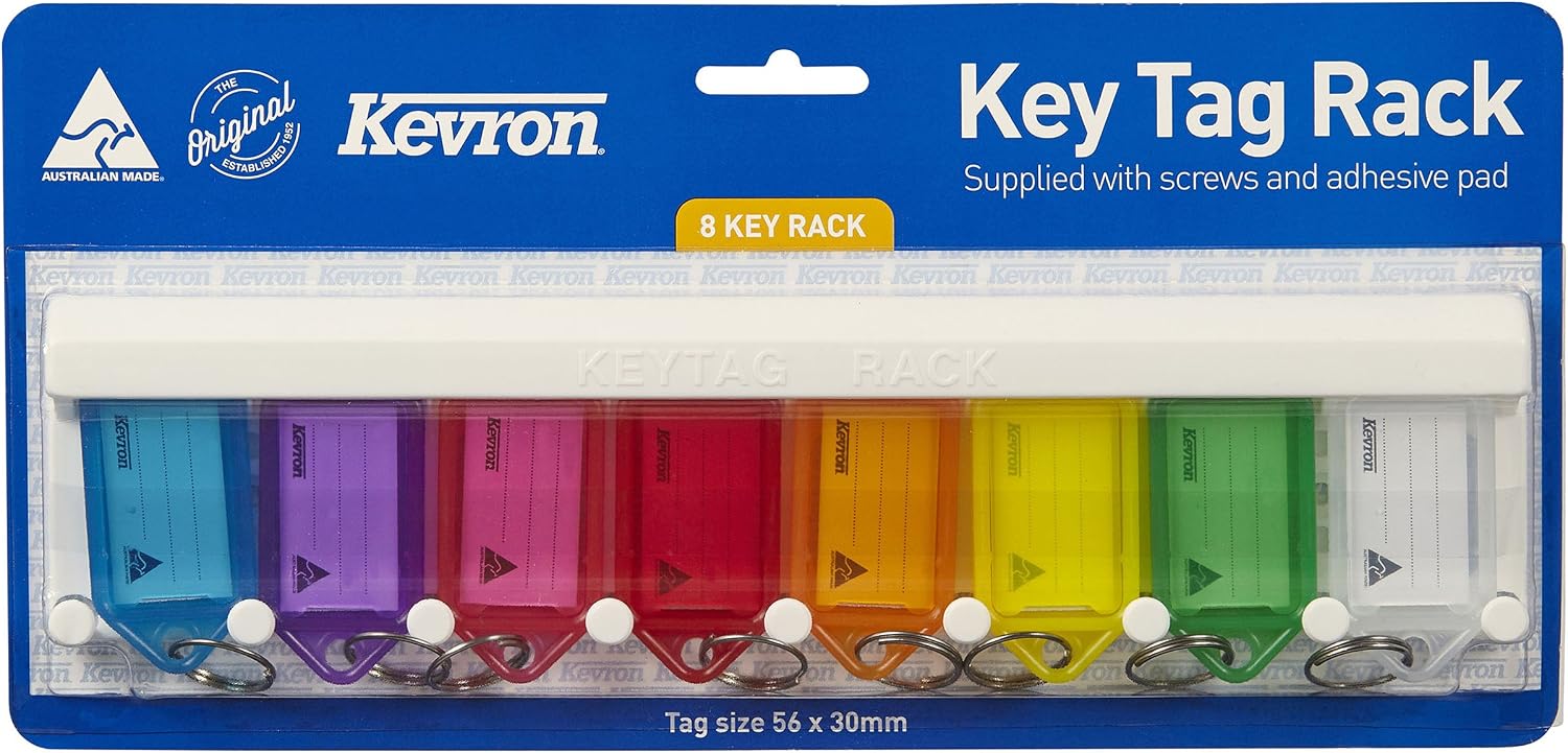 Kevron Key Rack with 8 Keytag, Assorted Colours, 56 x 30 mm