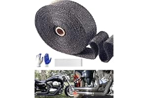 QINTISOY Exhaust Header Wrap Heat Shield - 2" x 50' Black High Temp Fiberglass Heat Shield Wrap Roll with 12 PCS 11.8 Inch Stainless Locking Ties for Motorcycle Long Tube Headers Exhaust Pipes