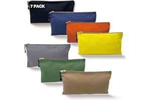 TENGYES Heavy Duty Canvas Tool Bag Organizer – 7 Pack Zipper Utility Pouches in Assorted Colors (12.5″ x 7″) – Multipurpose Storage for Tools, Craft Supplies, Electronics, Travel, Home & Workshop
