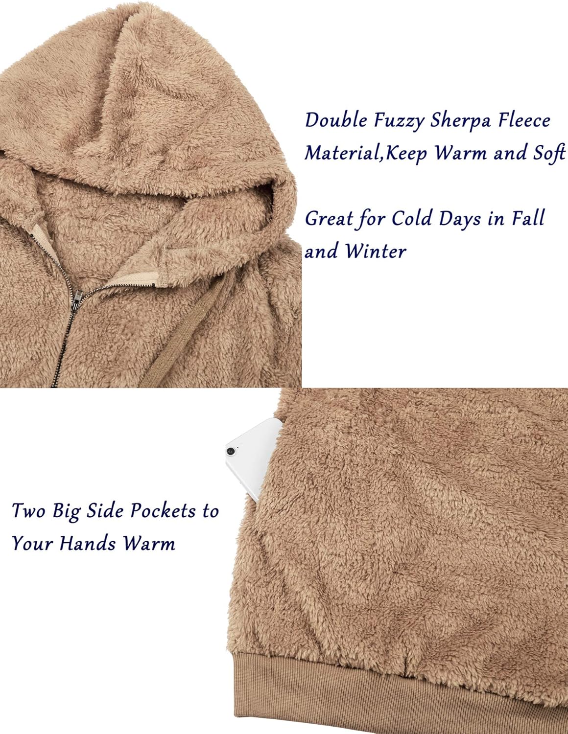 Women Casual Double Fuzzy Sweatshirt Faux Fleece Zip Pullover Hoodies Coat Outwear S-XXL at  Women's Coats Shop