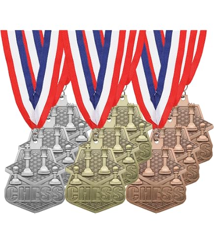 Lot De 3 Médailles De Tournoi PATIKIL – Or, Argent, Bronze, Avec Rubans Rouge/blanc/bleu, En Alliage De Zinc, Motifs Sportifs