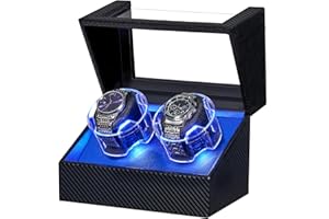 ANWBROAD Watch Winder for Automatic Watches, Double Automatic Watch Winder Box with Quiet Japanese Motor, 4 Modes Dual Watch Winder wIth LED Light, Type-C Adapter, UJWW016C