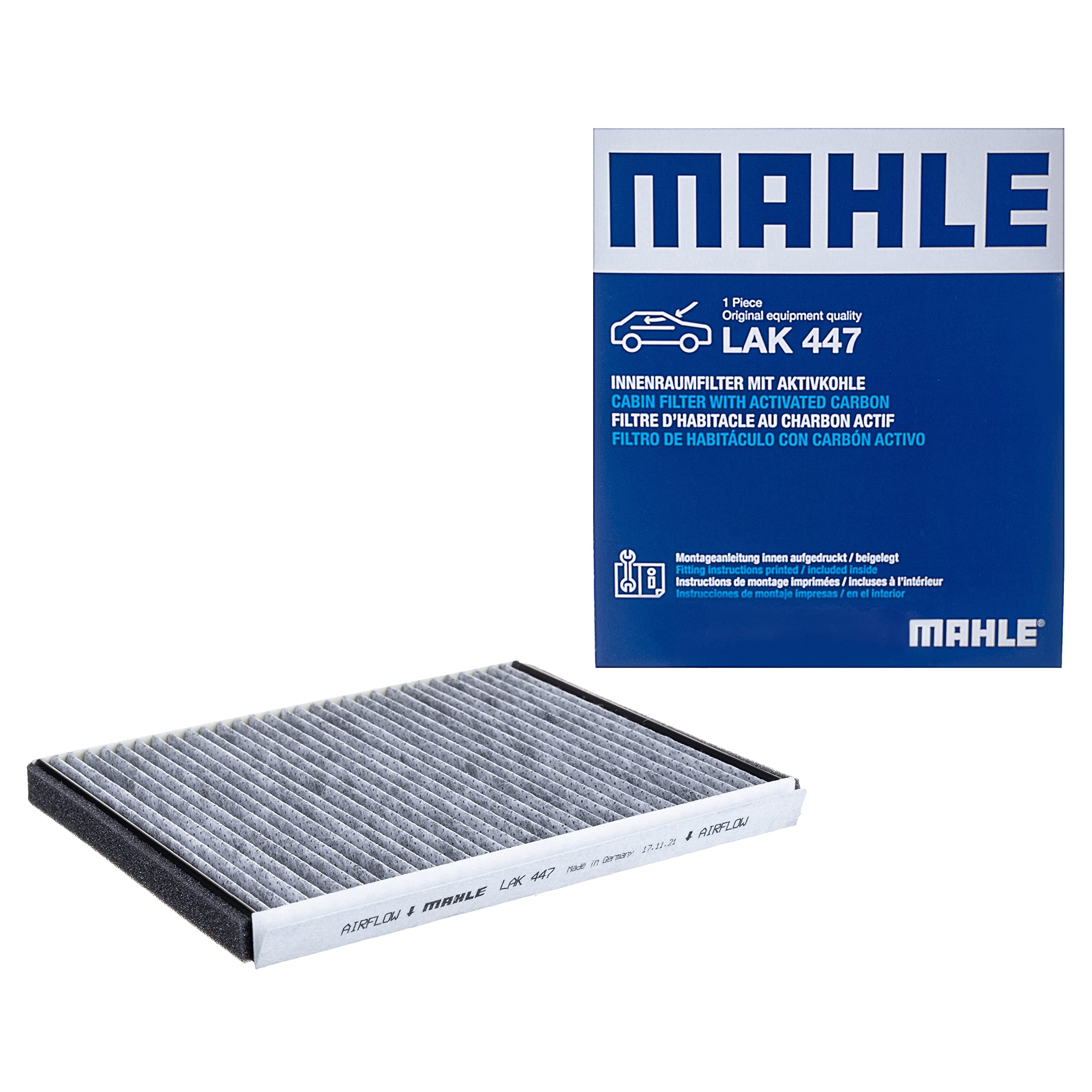 MAHLE LAK 447 Interior Cabin Air Filter - Carbon Activated Pollen Filter - with odor protection - Car