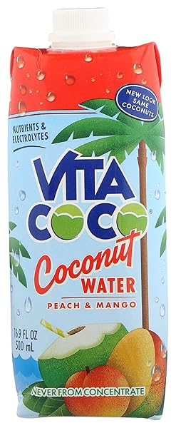 VITA COCO COCONUT WATER, PEACH & MANGO, NATURALLY HYDRATING ELECTROLYTE DRINK, SMART ALTERNATIVE TO COFFEE, SODA AND SPORTS DRINKS, GLUTEN FREE, 17 OZ (PACK OF 12)