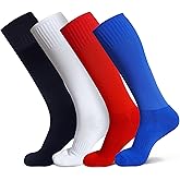 Raigoo Soccer Softball Baseball Football Socks for Youth Kids Boys and Girls Ages 4 to 16 Knee High Sport Athletic Socks