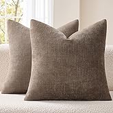 EMEMA Pack of 2 Soft Textured Throw Pillow Covers 20x20 Inch Cozy Boho Farmhouse Decorative Cushion Covers with Zipper for Couch Sofa Bedroom Living Room Home Decor, Taupe Grey
