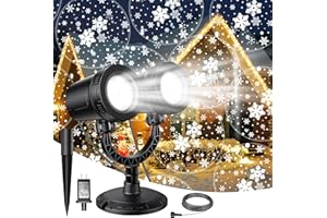 EIOEHTL Christmas projector lights outdoor, Upgraded snowflake projector lights outdoor, Dual-Use for Desktop and Patio, IP65 Waterproof/Antifreezing, LED Christmas Projector for christmas decorations outdoor