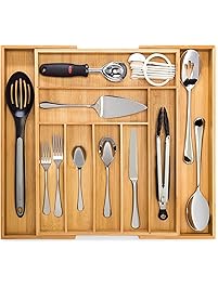 Bamboo Expandable Drawer Organizer, Premium Cutlery and Utensil Tray, 100% Pure Bamboo, Adjustable Kitchen Drawer Divider &hellip;