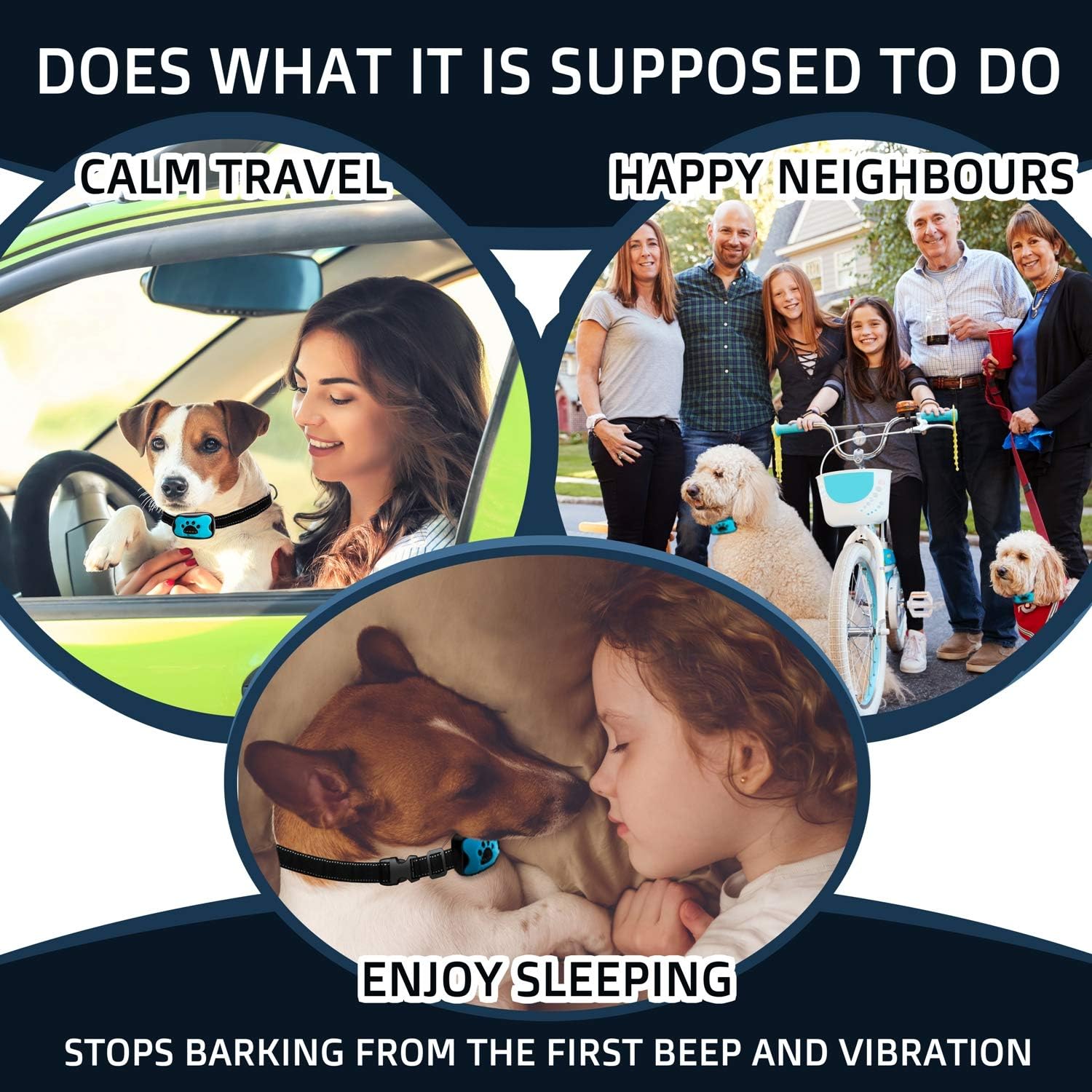 PawPets Anti Bark Collar - No Shock Training Dog Collar - Humane with Vibration and Sound Barking Collar for Small Medium Large Dogs 5-110lbs - 2 Pack - Great as Gift : Kitchen & Dining