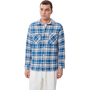 Wax London Men's Oran Check Whiting Overshirt