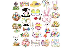 WODJR 30 Piece Easter Photo Booth Props, Party Decorations with Glasses and Selfie Props, Spring Costume Accessories, Easter 