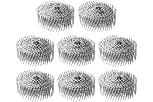 uxcell 2400 Count Siding Nails 2"x0.09" 15-Degree 304 Stainless Steel Ring Shank Full Round Head Collated Wire Coil for Lath 