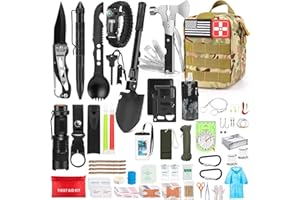 YKIOKE 235Pcs Emergency Survival Kit and First Aid Kit Professional Survival Gear Tool with IFAK Molle System Compatible Bag, Gift for Men Camping Outdoor Adventure Boat Hunting Hiking & Earthquake
