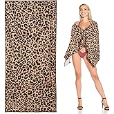 Beach Towel, Sand Free Microfiber Towel, Soft Bath Camping Swim Pool Gym Yoga Towels, Blanket Absorbent Beach Travel Towel for Kids Adults, 60x30 inch, Leopard