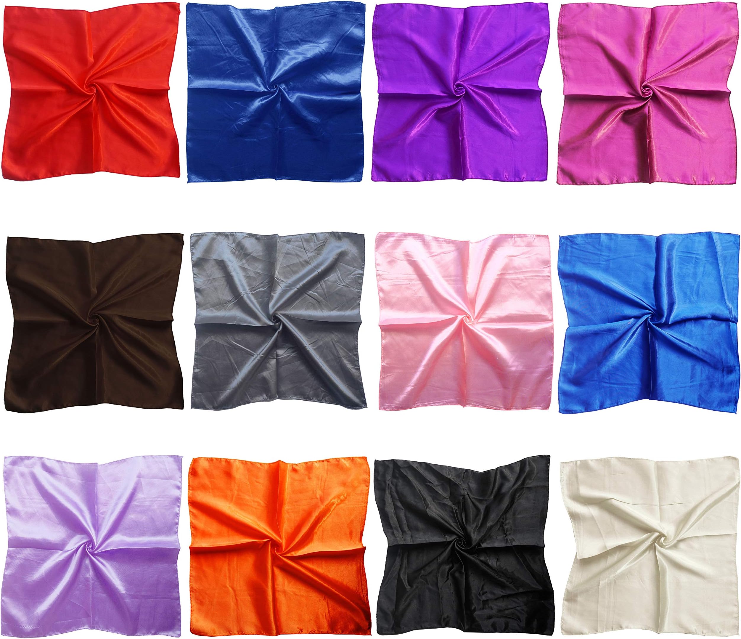 LilMents LilMents 12 Mixed Designs Small Square Satin Womens Neck Head Scarf Scarves Bundle Lot Set (Set B)
