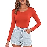 DSPSAM Women's Crew Neck Long Sleeve Bodysuits Basic Casual Going Out Cute Body Suits Fashion T-shirt 2025