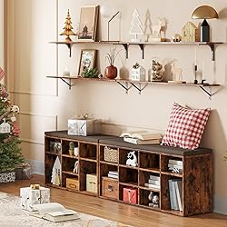 DINZI LVJ Shoe Storage Bench with Cushion, Cubby