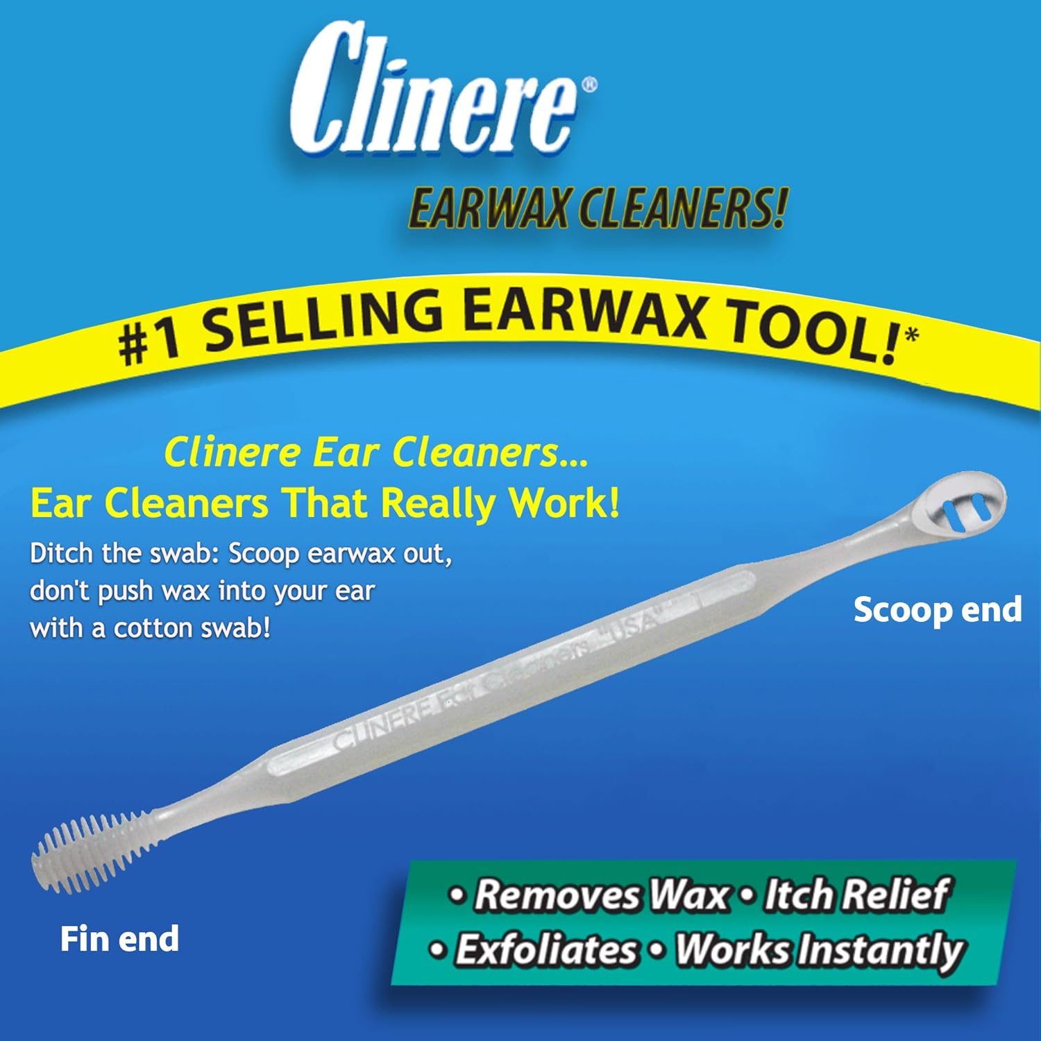 Clinere® Ear Cleaners, 10 Count, (Pack of 3) Earwax Remover Tool Safely and Gently Cleaning Ear Canal at Home, Ear Wax Cleaner Tool, Itch Relief, Ear Wax Buildup, Works Instantly, Earwax Cleaners: Health & Personal Care