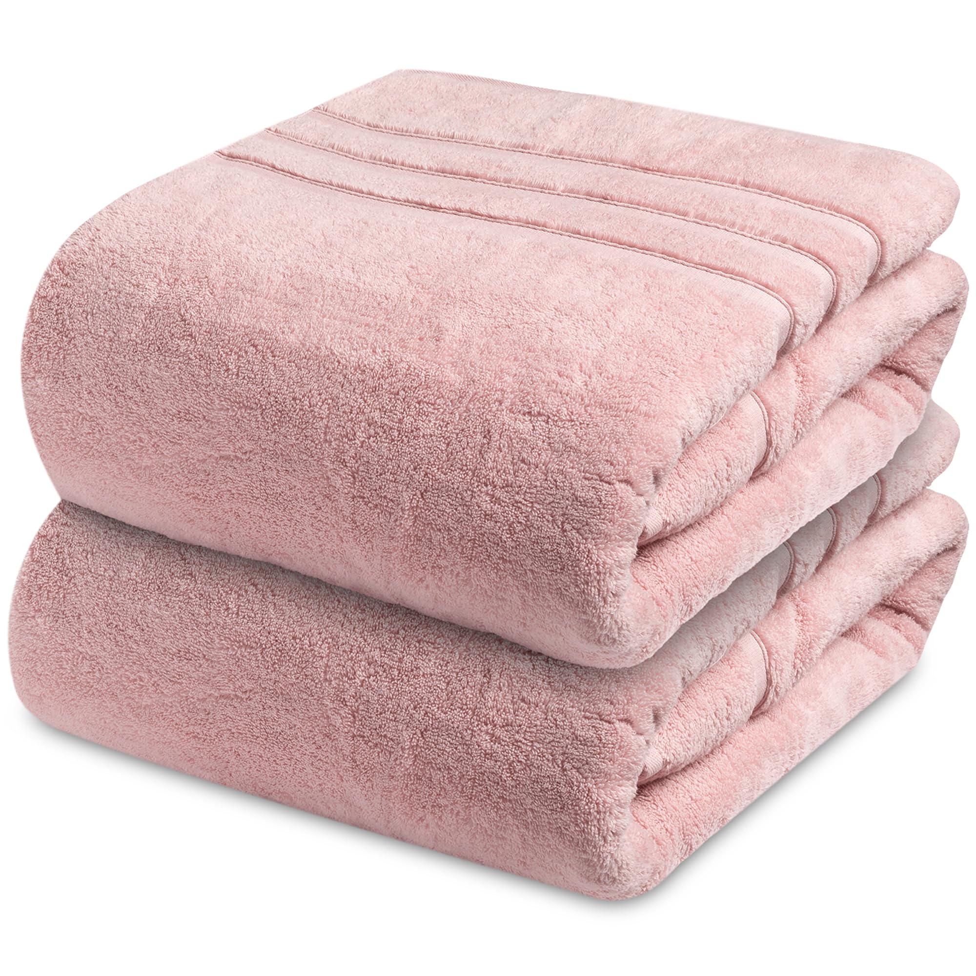 Towelogy Extra Large Bath Towels for Adults 90x140cm 100% Egyptian Cotton Zero Twist Absorbent & Super Soft Hotel Quality Bath Sheet | Ecofriendly Oeko-Tex Certified (Blush, 2)
