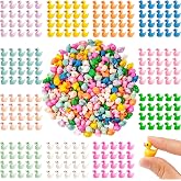 JIUZHU 220 Pcs Mini Resin Duck Tiny Ducks Birthday Party Miniature Figure Landscape Aquarium DIY Decoration Bonsai Interior Christmas Fairy Garden Hide and Seek Prank (11 Colors)