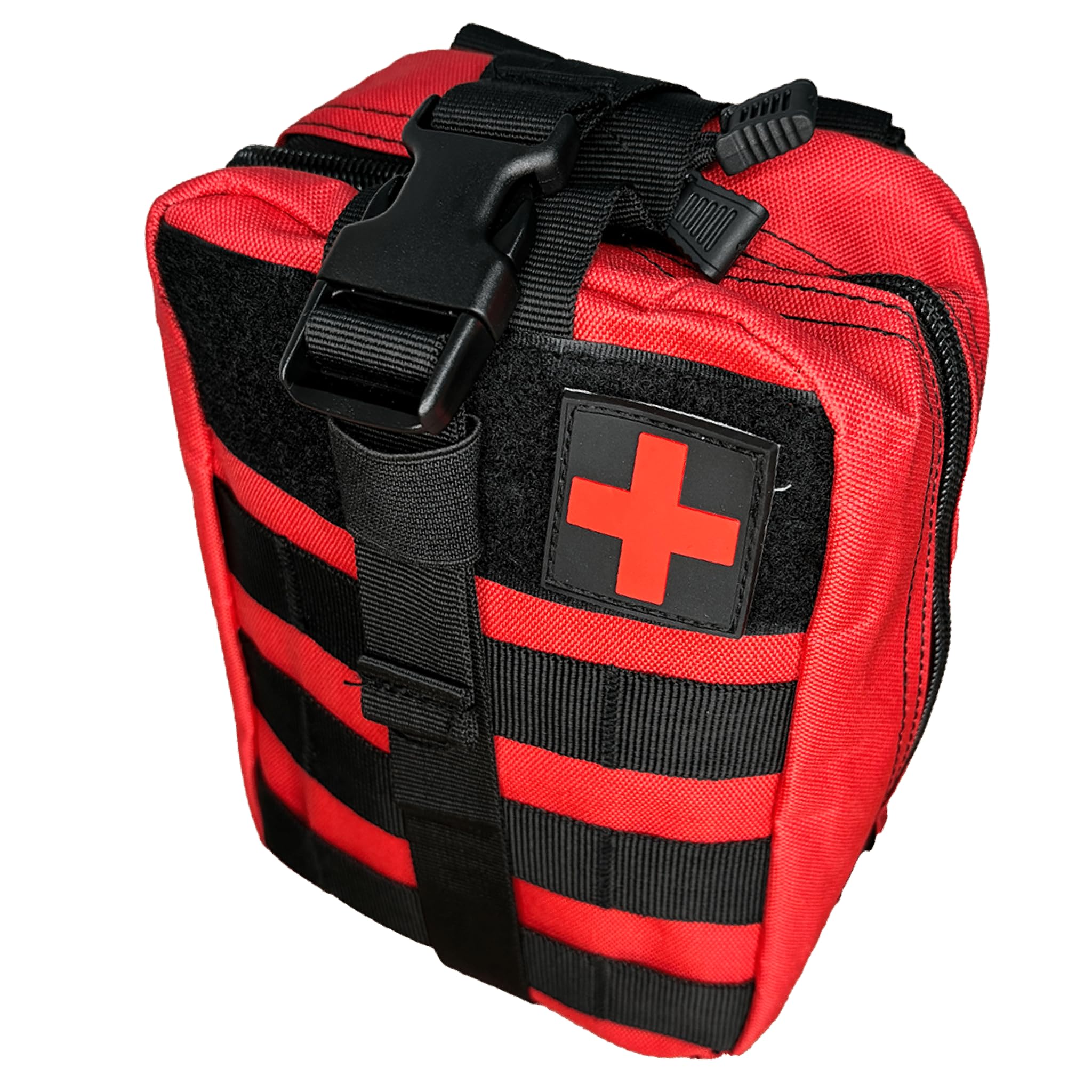 EVS SAFETY Practical Bag - First Aid Tactical Bag for Police, Security or Camping, Hunting, Hiking | Bag with Multiple Compartments in Five Colours, red, 21x 15 x 11 cm, ETSH00RE