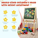 Dripex Kid’s Wooden Art Easel Double-Sided Height Adjustable Blackboard view 4