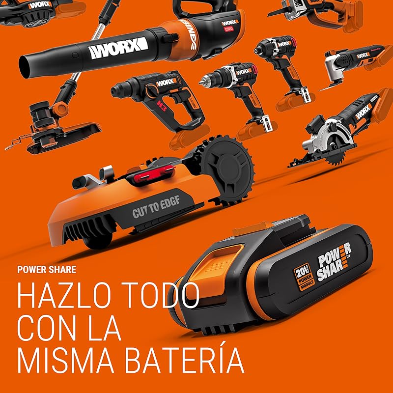 WG322E.9 Motosierra a Batería 20V 25cm Sin Batería ni Cargador, Tensión Automática, Lubricado Automático, Sin Gasolina ni Cable