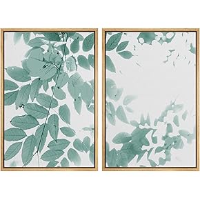 SIGNWIN Framed Wall Art Print Set Minimalist Green...