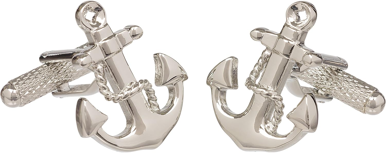 Set of 3 works of Mens Royal Navy Nautical Themed Cufflinks Including a Pair of Port and Starboard Cufflinks White Ensign Flag Cufflinks and Ships Anchor Cufflinks Presented in a Cufflink Gift Box - Image 5