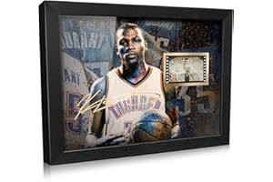 ORIMAMI Basketball Kevin Durant Poster Desktop Framed Photo Gift 8x6 Inches,with Signed and 1x35mm Film Mini Cell Display,Great Basketball Room Decor Gifts for Boys/Men