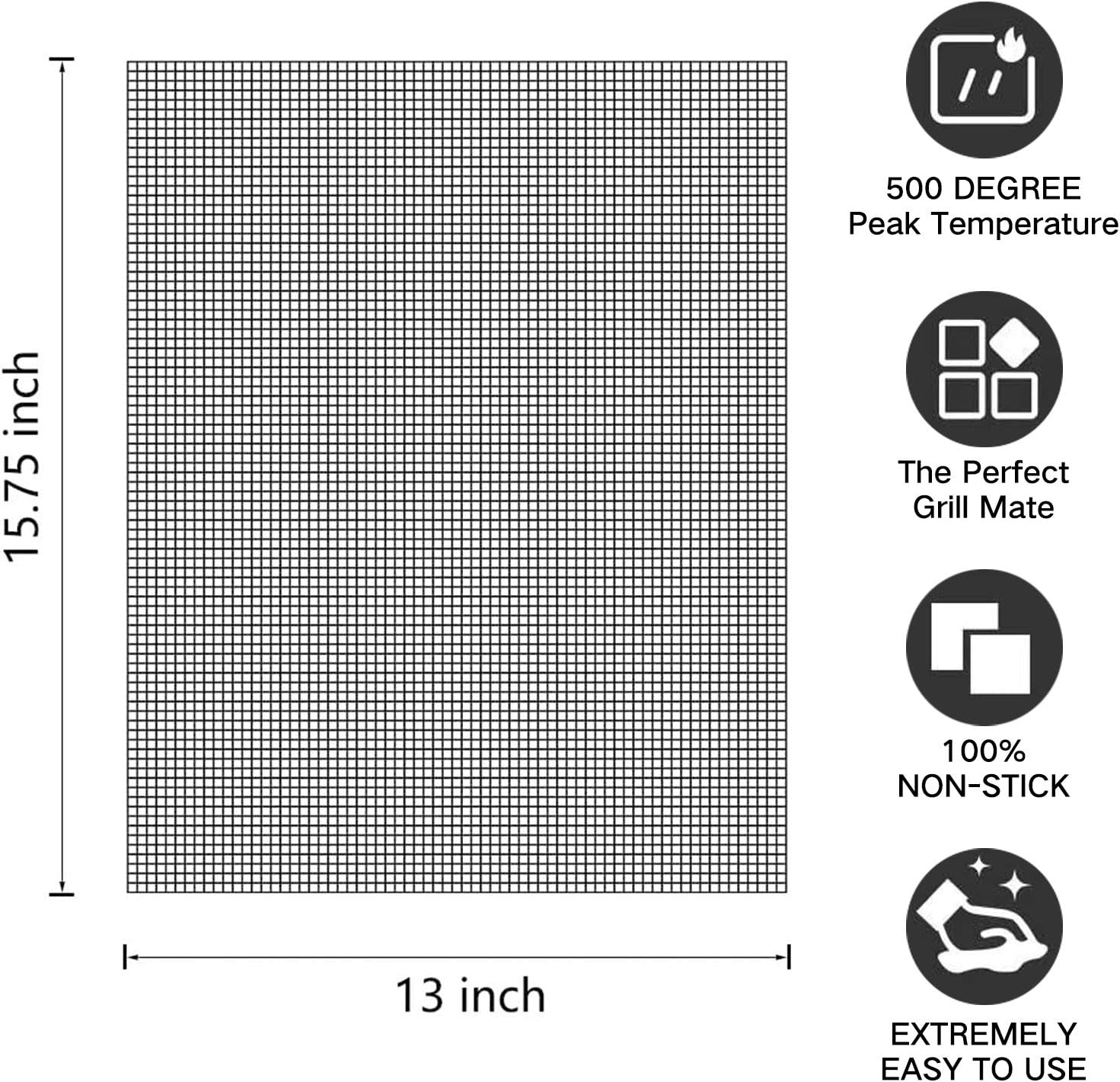 Smaid Grill mesh mat - Non Stick BBQ Grill mats for Outdoor Grill, Reusable BBQ Sheets for Gas Grill，Easy to Clean - Works on Gas, Charcoal, Electric Grill and More, 15.75 x 13 inch, Black : Garden & Outdoor