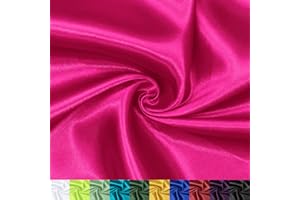 P Pothuiny 60 Inch Wide Hot Pink Satin Fabric by The Yard, Silky Charmeuse Satin Fabric for Bridal Wedding Dress Decor DIY Apparel Crafts, 1 Yard