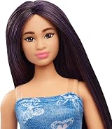 Barbie Fashionistas Doll 231 Purple Hair Strapless Denim Butterfly Dress view 3