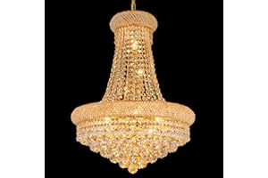 Gifarich Crystal Chandeliers for Dining Room Light Fixture,Empire Style K9 Crystal Chandeliers for Entryway,12 Lights Gold Luxury Lighting Fixtures for Living Room Stairway Bedroom Foyer Hallway