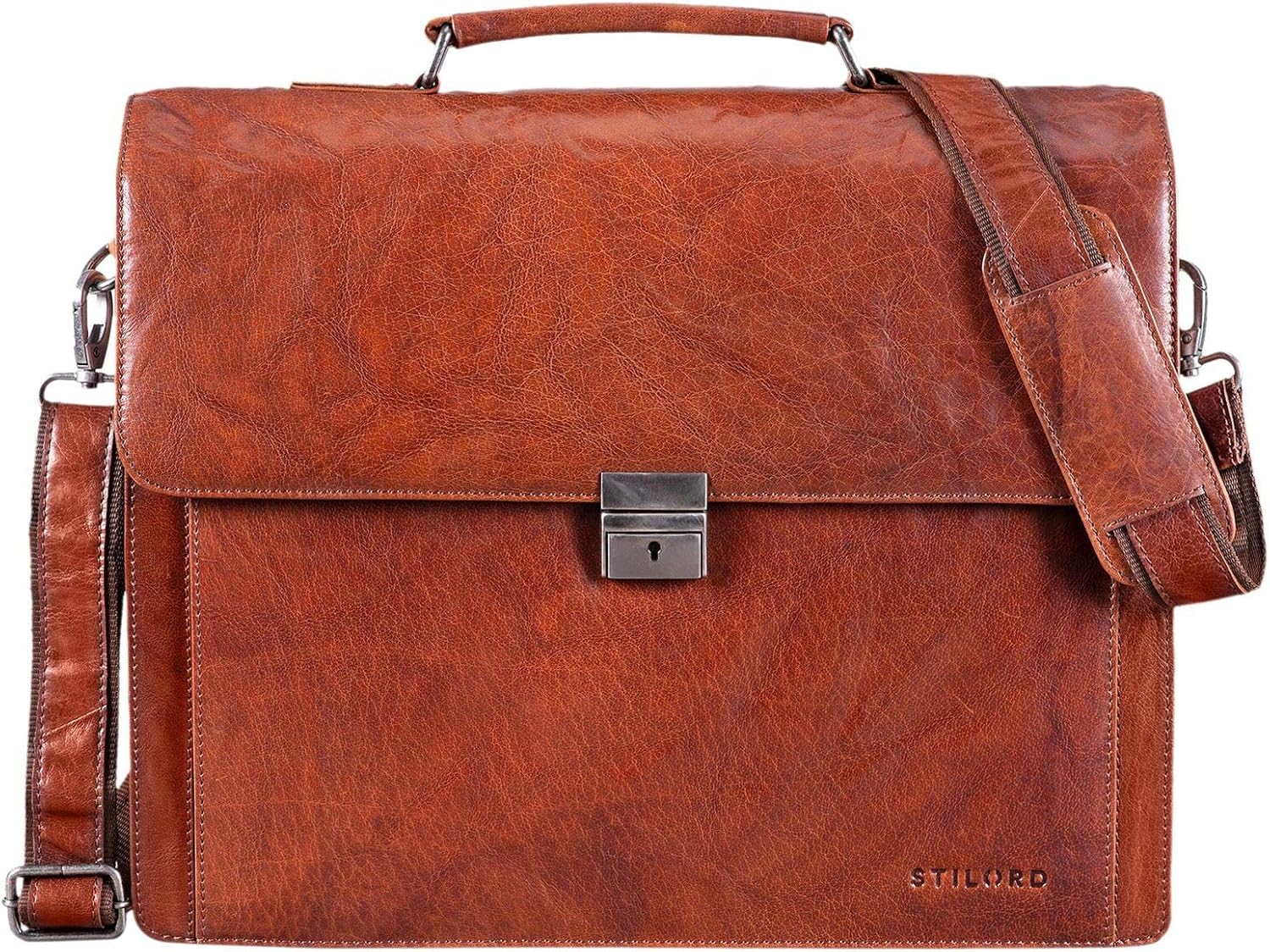STILORD 'Johann' Classic Leather Briefcase with 15.6 inches Laptop Compartment Portfolio Men & Women Classic Design Satchel Business Work Bag Leather - Image 4