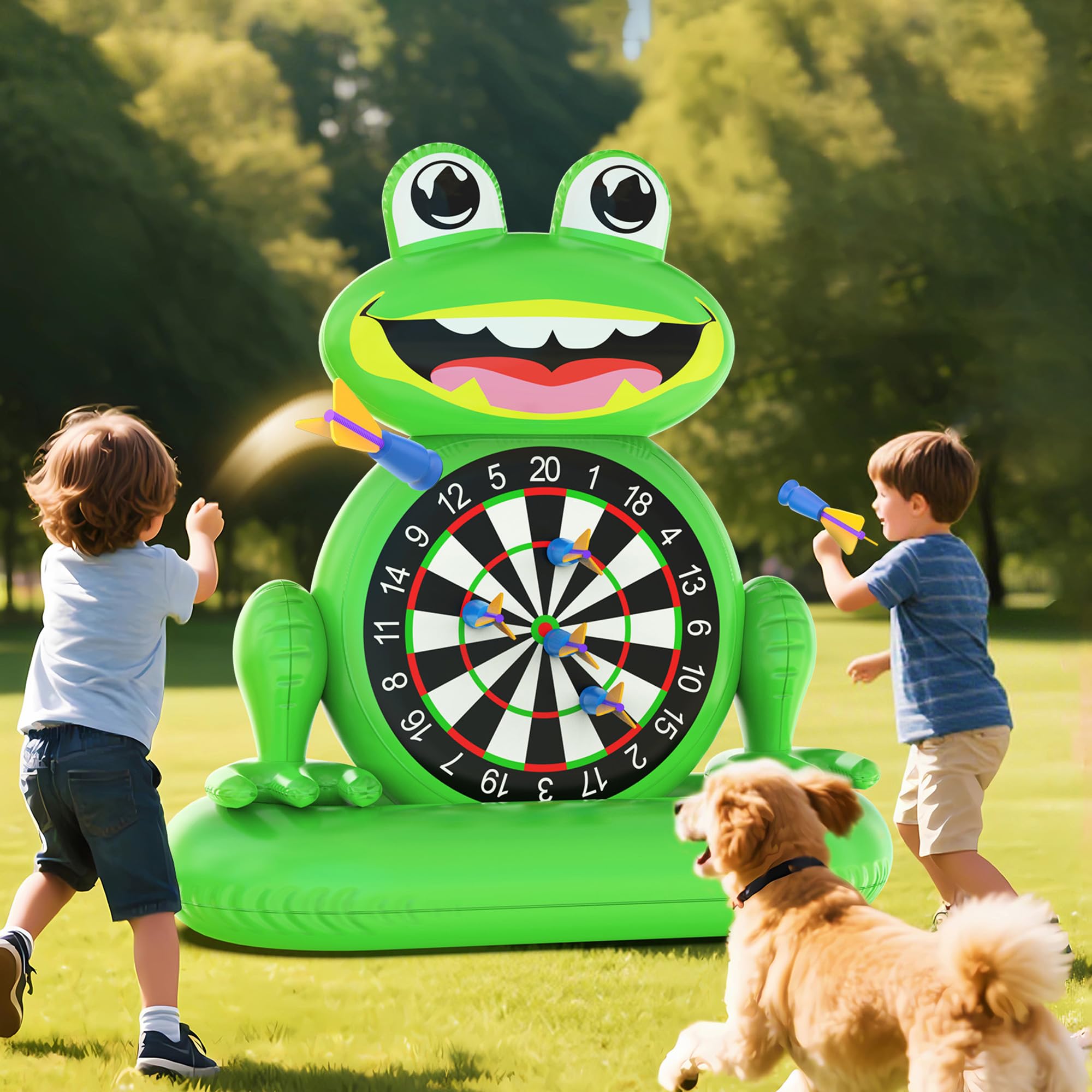 Photo 1 of MOONTOY Pool Toys for Kids, Inflatable Frog Dart Board Game, Pool Games for Beach & Backyard, Summer Water Toys for Boys Girls Ages 6-12, Teens & Adults (Pump Included)