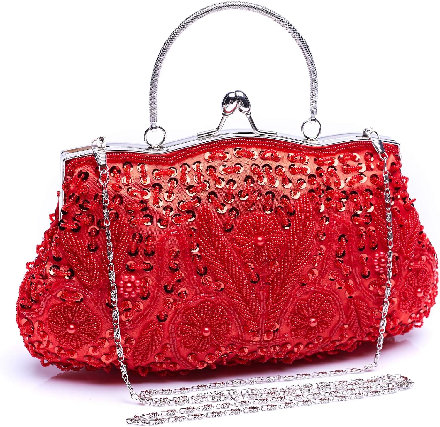 VENI MASEE Clutch Evening Bag Handbag Collection Antique Floral Seed/Bead/Sequin Soft Clutch Bag - Image 3