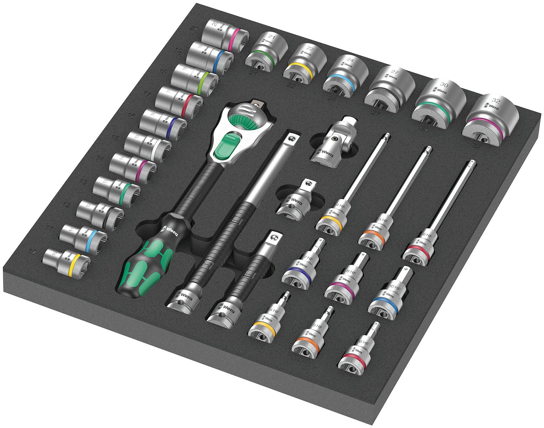 Wera 05150112001 9722 Foam Insert 8000 C Zyklop 1/2" Ratchet Set 1, 31 Pieces, Black-green — image 1