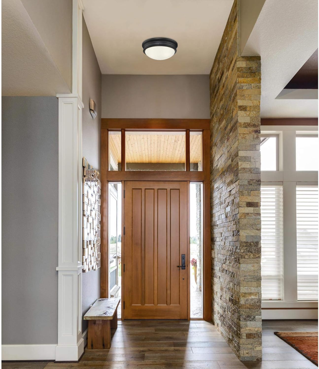 Westinghouse Lighting 6324100 Meadowbrook Two-Light Indoor Flush-Mount Ceiling Fixture, Matte Black Finish with Frosted Glass: Home Improvement