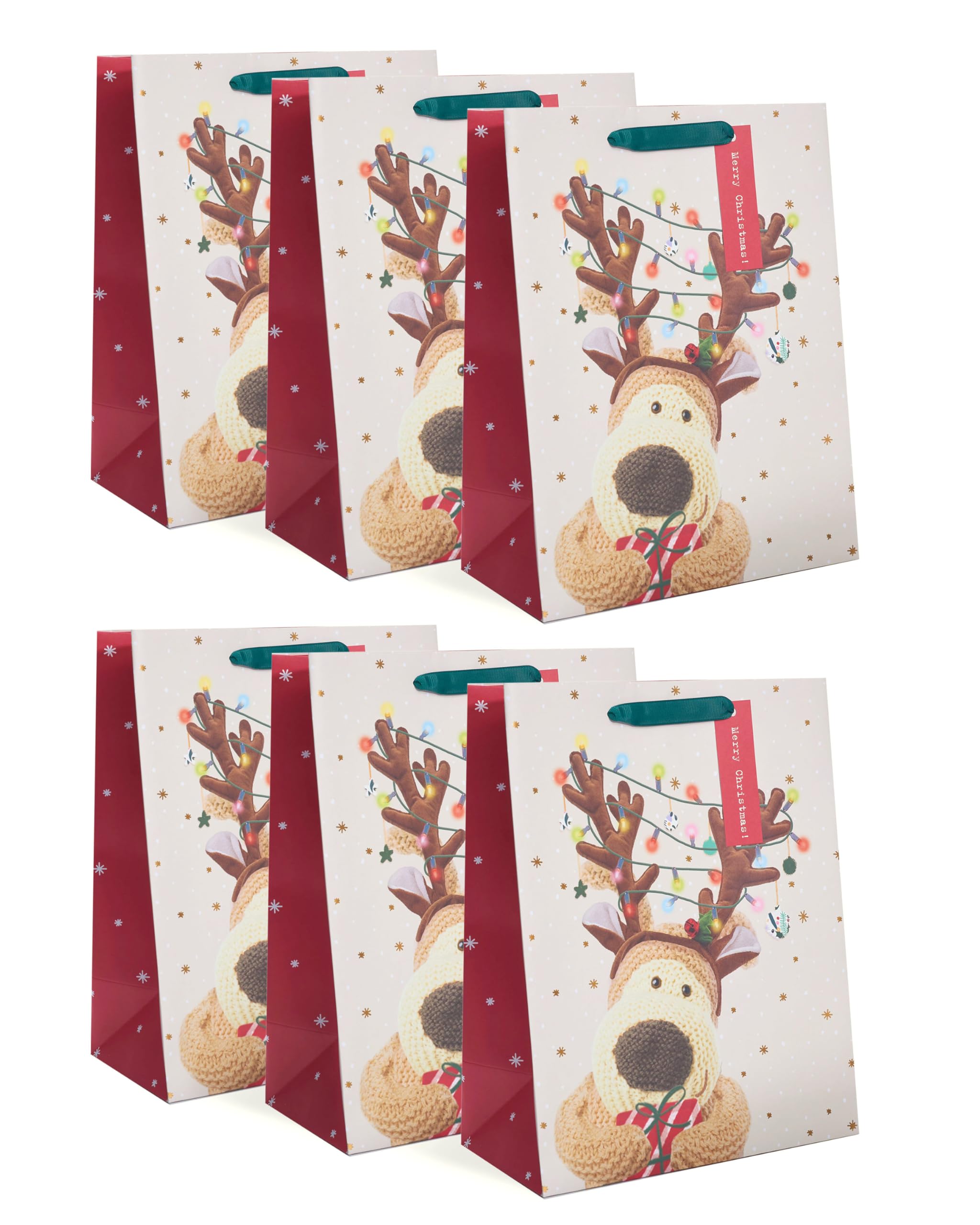 Boofle | Multipack of 6 Large Gift Bags | Party/Gift Bag | Her/Him | Cute Design | Pack of 6 | 33 x 26.7 cm