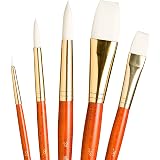 Princeton Real Value, Series 9100, Paint Brush Sets For Acrylic, Oil & Watercolor Painting, Syn-White Taklon (Rnd 1, 6, Brt 6, Flb 8, Flat 12