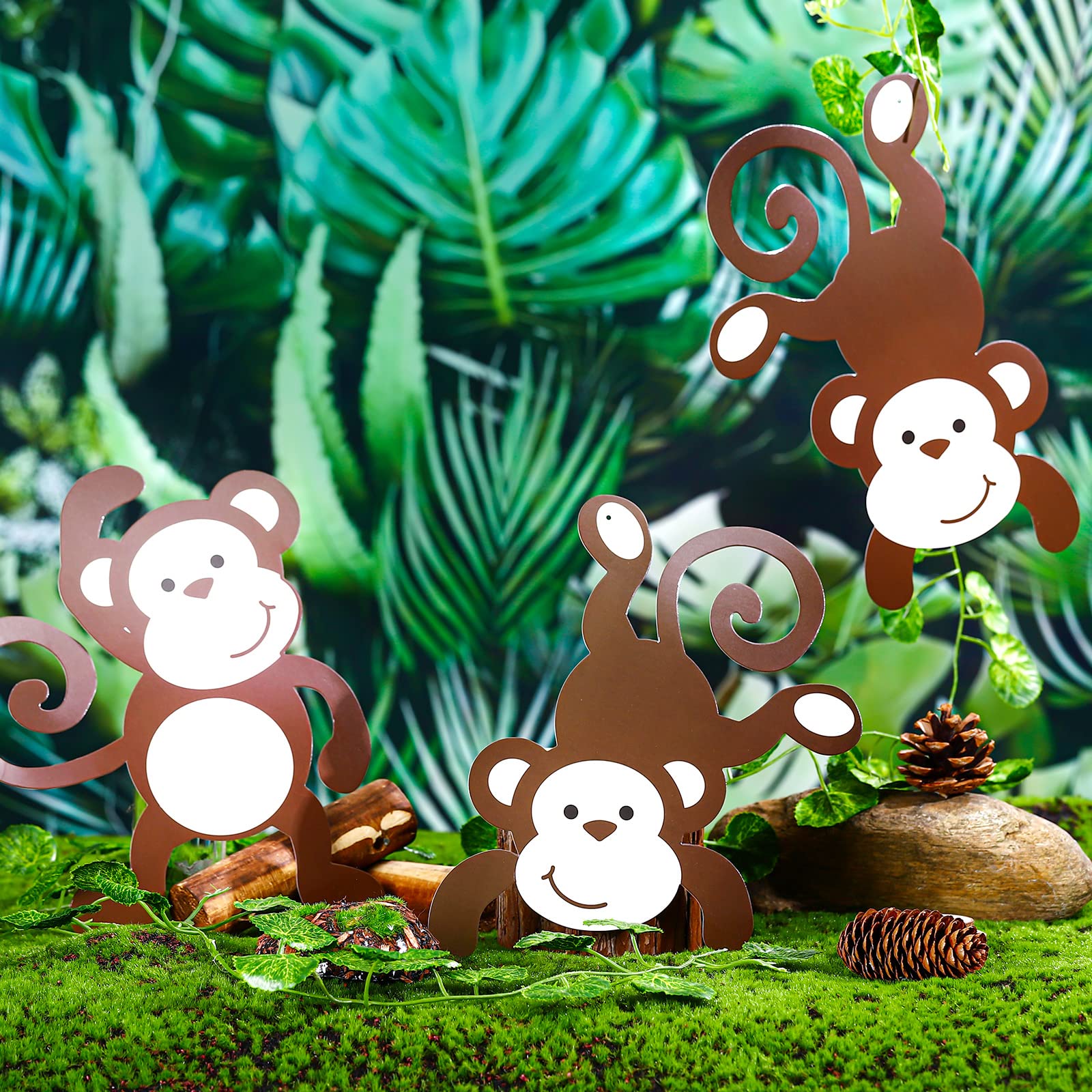 Qunclay Monkey Cutouts Jungle Party Decorations Monkeys Birthday Party Supplies Paper Safari Hanging Wall Decor Animal Print Supplies